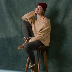 Off Shoulder Camel Sweater